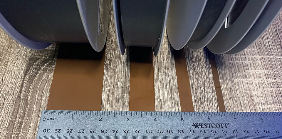 2 inch, 1, inch, 1/2 inch and 1/4 inch tape reel widths measured with a ruler