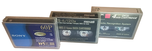 DDS1, DDS2, and DDS3 tapes
