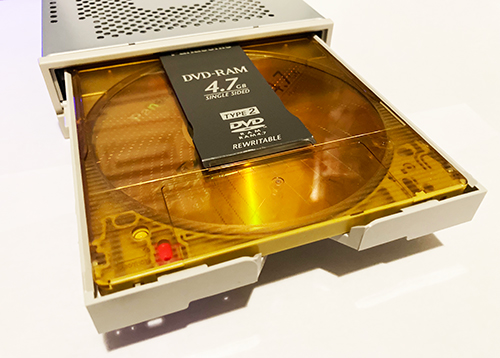 DVD-RAM disk in a drive