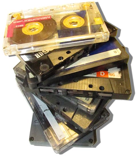 stack of stereo cassette tapes